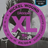 D'ADDARIO EXL120-8 NICKEL WOUND 8-STRING SUPER LIGHT 9-65 струны для 8-струнной электрогитары, никелерованная сталь, 9-65
