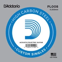 D'ADDARIO PL008 SINGLE PLAIN STEEL 008 одиночная струна