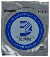 D'ADDARIO PL017 SINGLE PLAIN STEEL 017 одиночная струна