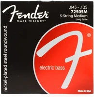 FENDER 7250 Bass Strings, Nickel Plated Steel, Long Scale, 7250-5M .045-.125 Gauges, (5) Комплект струн