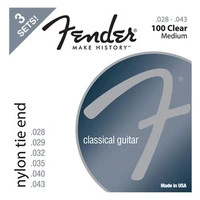 FENDER Nylon Acoustic Strings, 100 Clear/Silver, Tie End, Gauges .028-.043, 3-Pack Комплект струн (Упаковка из 3-х компл.)