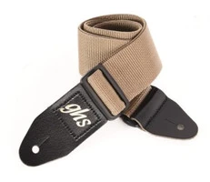 GHS A8BEIG Нейлоновый ремень для гитары с кожанными оконцовками, ширина - 5 см, регулируемая длина 81 см - 142 см, цвет -