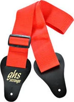 GHS A8R Нейлоновый ремень для гитары с кожанными оконцовками, ширина - 5 см, регулируемая длина 81 см - 142 см, цвет - красный