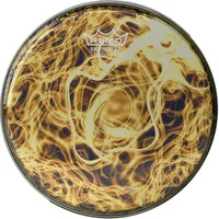 REMO BD-0008-00-SC016 Doumbek Drumhead, R Series, SKYNDEEP® Clear Tone, 8' Diameter, 1/2' Collar, Wide Hoop, 'Yellow Mist' Graph