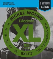 D'ADDARIO EXL117 NICKEL WOUND MEDIUM TOP/EXTRA-HEAVY BOTTOM 11-56 струны для электрогитары, никелерованная сталь, 11-56