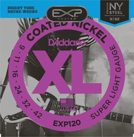 D'ADDARIO EXP120 COATED NICKEL WOUND SUPER LIGHT 9-42 струны с полимерным покрытием для электрогитар, никелерованная сталь, 9-42