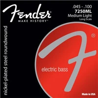 FENDER 7250 Bass Strings, Nickel Plated Steel, Long Scale, 7250L .040-.100 Gauges, (4) Комплект струн