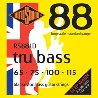 ROTOSOUND RS88LD BLACK NYLON FLATWOUND BASS STRINGS струны для бас-гитары, сталь, 65-115